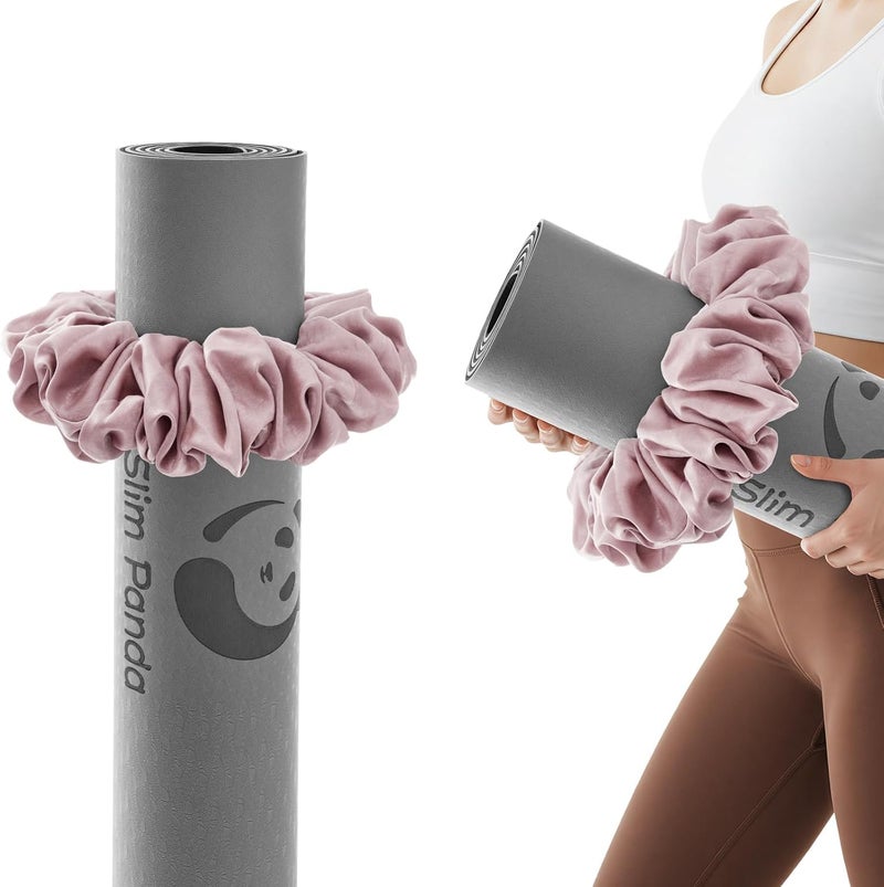 Slim Panda Yoga Mat Scrunchie, Durable Velvet Fabric Yoga Mat Carrying Strap Fits All Standard Yoga Mats - Image 1
